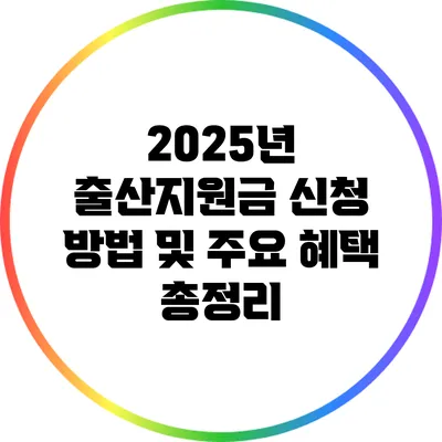2025년 출산지원금: 신청 방법 및 주요 혜택 총정리