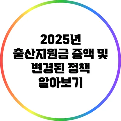 2025년 출산지원금 증액 및 변경된 정책 알아보기