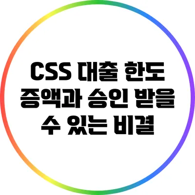 CSS 대출 한도 증액과 승인 받을 수 있는 비결
