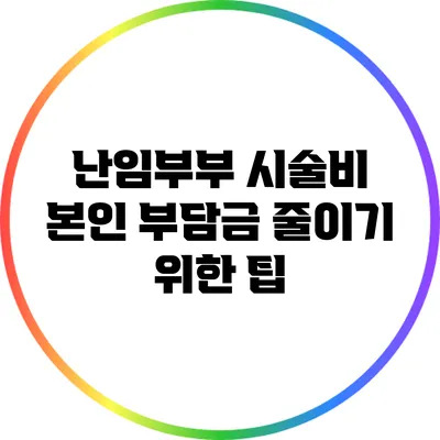 난임부부 시술비 본인 부담금 줄이기 위한 팁
