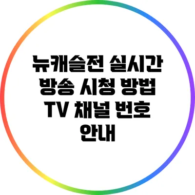 뉴캐슬전 실시간 방송 시청 방법 | TV 채널 번호 안내