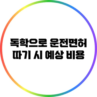독학으로 운전면허 따기 시 예상 비용