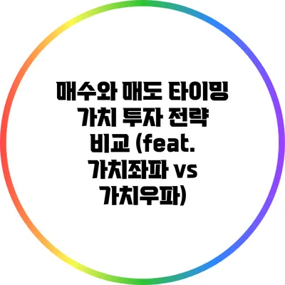 매수와 매도 타이밍: 가치 투자 전략 비교 (feat. 가치좌파 vs 가치우파)