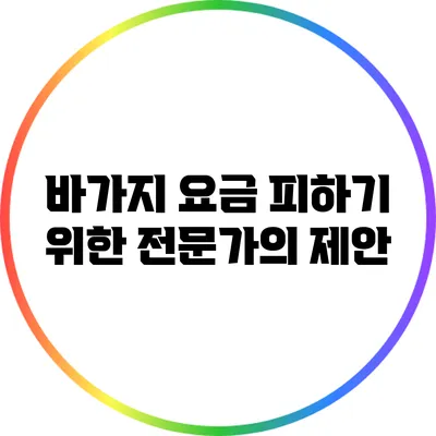 바가지 요금 피하기 위한 전문가의 제안