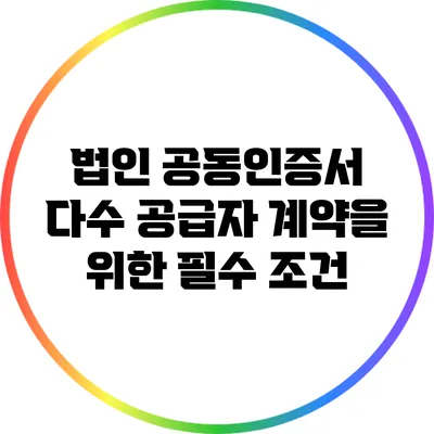 법인 공동인증서: 다수 공급자 계약을 위한 필수 조건