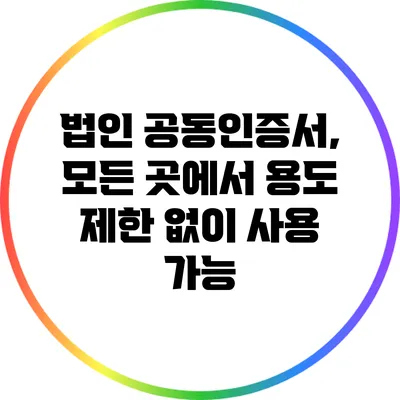 법인 공동인증서, 모든 곳에서 용도 제한 없이 사용 가능