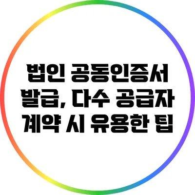법인 공동인증서 발급, 다수 공급자 계약 시 유용한 팁