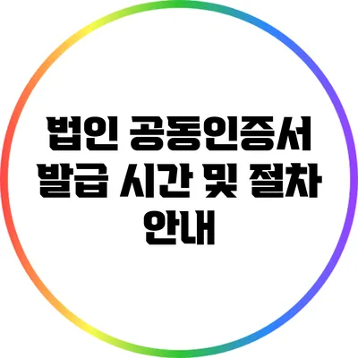 법인 공동인증서 발급 시간 및 절차 안내
