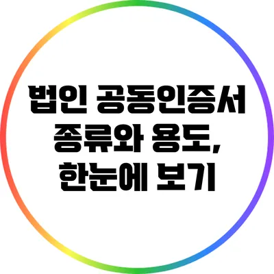 법인 공동인증서 종류와 용도, 한눈에 보기