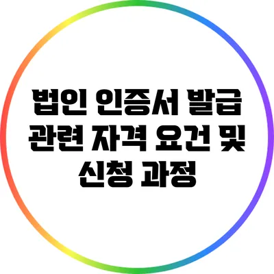 법인 인증서 발급 관련 자격 요건 및 신청 과정