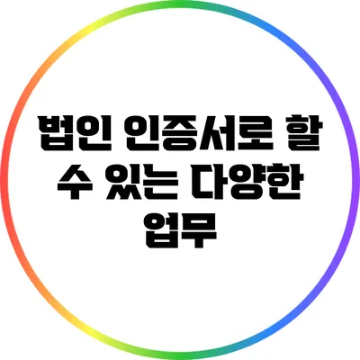 법인 인증서로 할 수 있는 다양한 업무