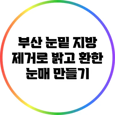 부산 눈밑 지방 제거로 밝고 환한 눈매 만들기