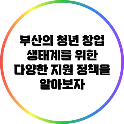 부산의 청년 창업 생태계를 위한 다양한 지원 정책을 알아보자