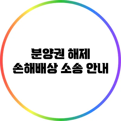분양권 해제 손해배상 소송 안내