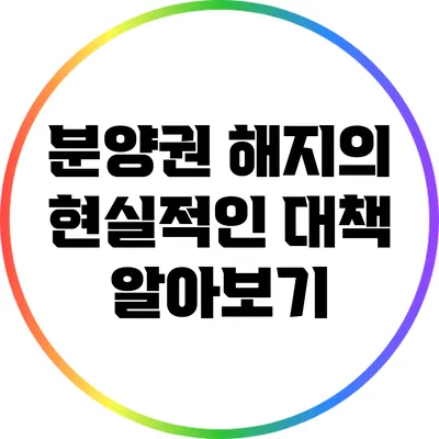 분양권 해지의 현실적인 대책 알아보기
