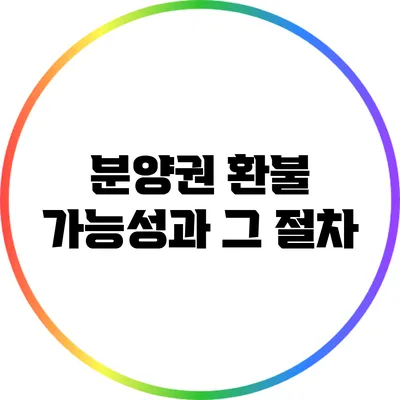 분양권 환불 가능성과 그 절차