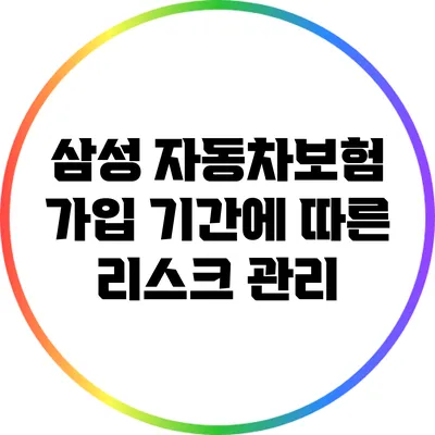 삼성 자동차보험 가입 기간에 따른 리스크 관리