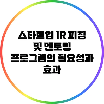 스타트업 IR 피칭 및 멘토링 프로그램의 필요성과 효과