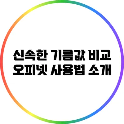 신속한 기름값 비교: 오피넷 사용법 소개