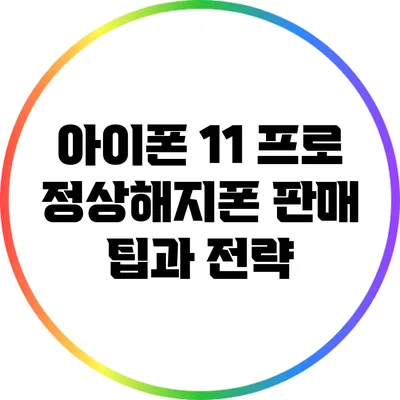 아이폰 11 프로 정상해지폰 판매 팁과 전략
