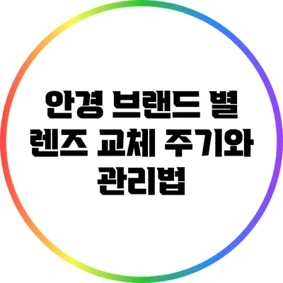 안경 브랜드 별 렌즈 교체 주기와 관리법
