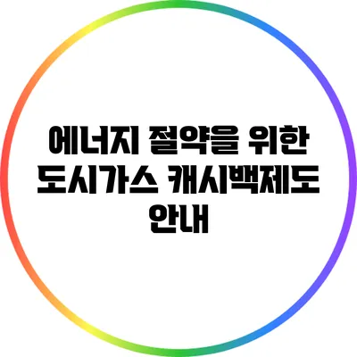 에너지 절약을 위한 도시가스 캐시백제도 안내