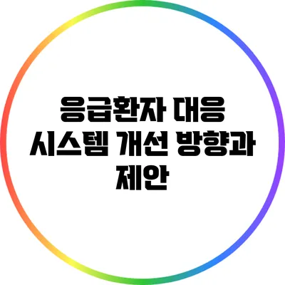 응급환자 대응 시스템: 개선 방향과 제안