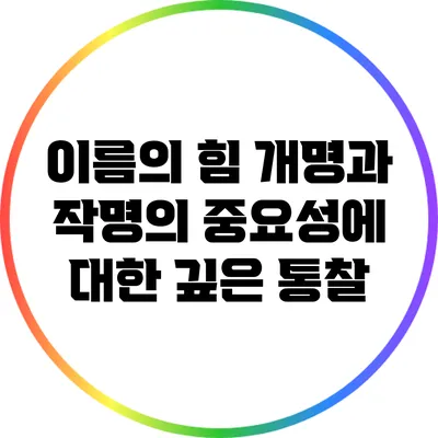 이름의 힘: 개명과 작명의 중요성에 대한 깊은 통찰