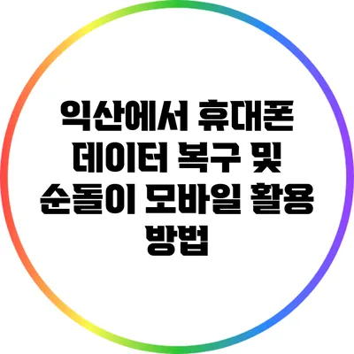 익산에서 휴대폰 데이터 복구 및 순돌이 모바일 활용 방법