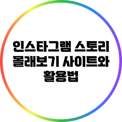 인스타그램 스토리 몰래보기: 사이트와 활용법