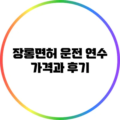 장롱면허 운전 연수 가격과 후기