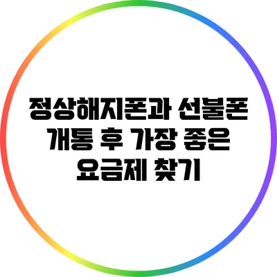 정상해지폰과 선불폰 개통 후 가장 좋은 요금제 찾기