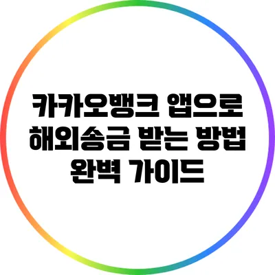 카카오뱅크 앱으로 해외송금 받는 방법 완벽 가이드