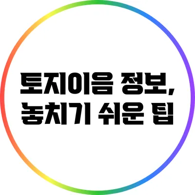 토지이음 정보, 놓치기 쉬운 팁