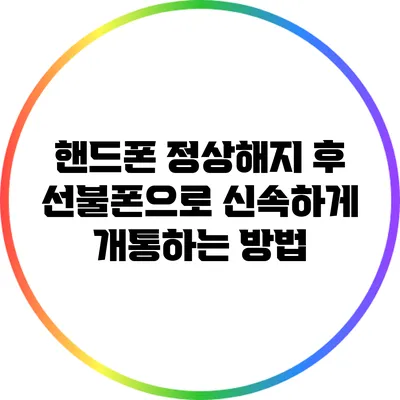 핸드폰 정상해지 후 선불폰으로 신속하게 개통하는 방법