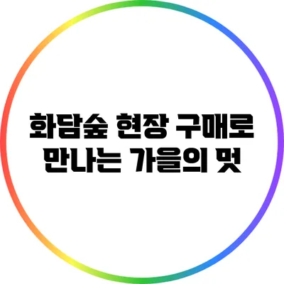 화담숲 현장 구매로 만나는 가을의 멋