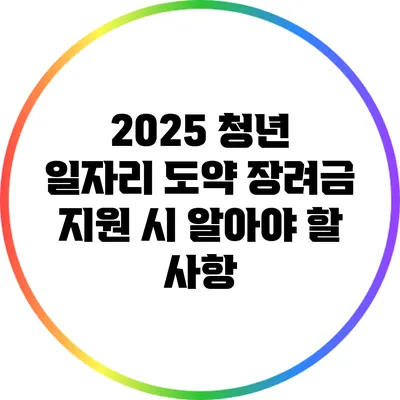 2025 청년 일자리 도약 장려금 지원 시 알아야 할 사항