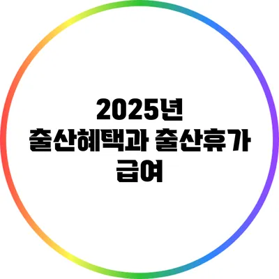 2025년 출산혜택과 출산휴가 급여