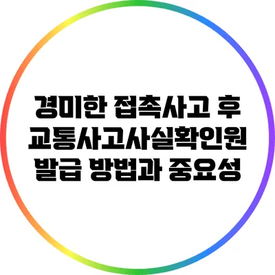경미한 접촉사고 후 교통사고사실확인원 발급 방법과 중요성