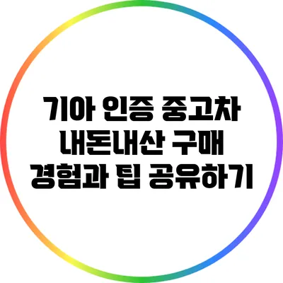 기아 인증 중고차: 내돈내산 구매 경험과 팁 공유하기