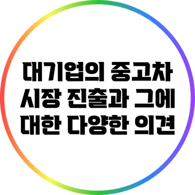 대기업의 중고차 시장 진출과 그에 대한 다양한 의견