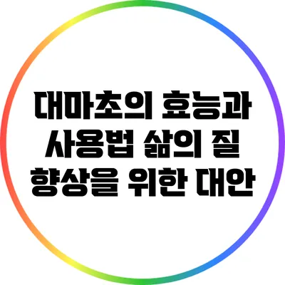 대마초의 효능과 사용법: 삶의 질 향상을 위한 대안