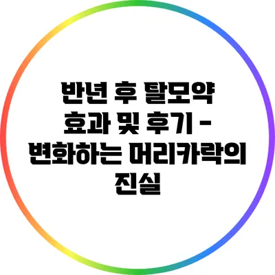 반년 후 탈모약 효과 및 후기 - 변화하는 머리카락의 진실