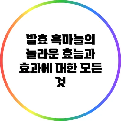발효 흑마늘의 놀라운 효능과 효과에 대한 모든 것