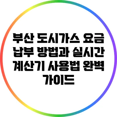부산 도시가스 요금 납부 방법과 실시간 계산기 사용법 완벽 가이드