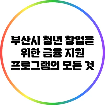 부산시 청년 창업을 위한 금융 지원 프로그램의 모든 것