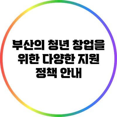 부산의 청년 창업을 위한 다양한 지원 정책 안내