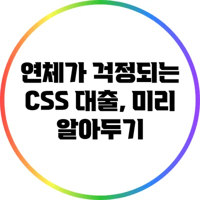 연체가 걱정되는 CSS 대출, 미리 알아두기