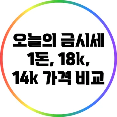 오늘의 금시세: 1돈, 18k, 14k 가격 비교