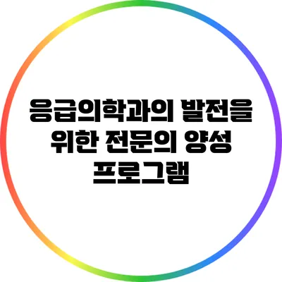 응급의학과의 발전을 위한 전문의 양성 프로그램